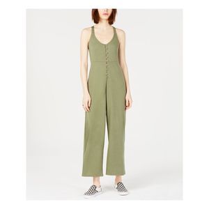 HOUSE OF POLLY Womens Green Sleeveless Scoop Neck Wide Leg Jumpsuit Size: M